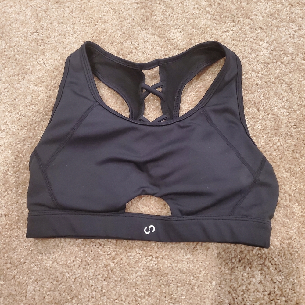 CNC black sports bra